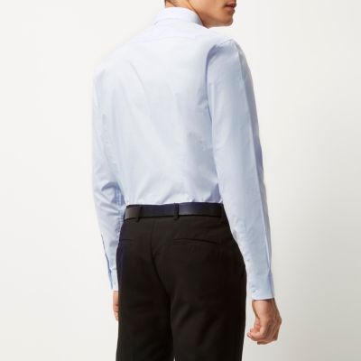 White and blue slim fit shirts multipack